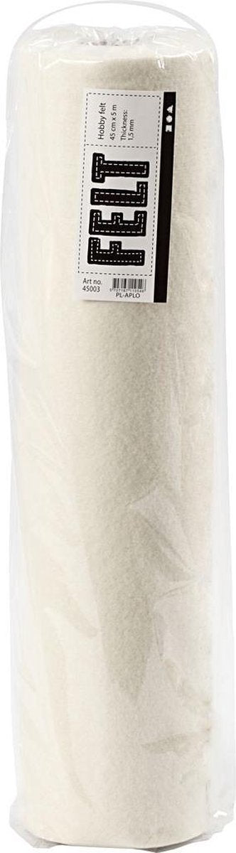 Creativ company hobbyvilt op rol – knutselvilt – 45 cm x 5 meter – 1,5-2 mm – off-white
