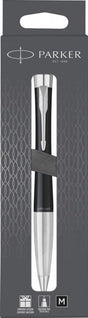 Parker urban twist balpen | matzwart en chroom | medium penpunt met blauwe inkt