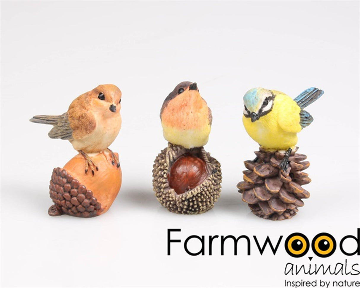 Farmwood animals tuinbeeld vogel op noot 5x3x6 cm