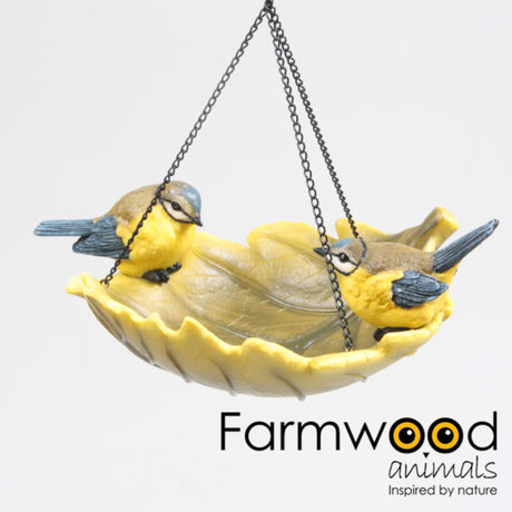Farmwood animals vogelbad koolmeesje hangend 19.5x17.5x20cm