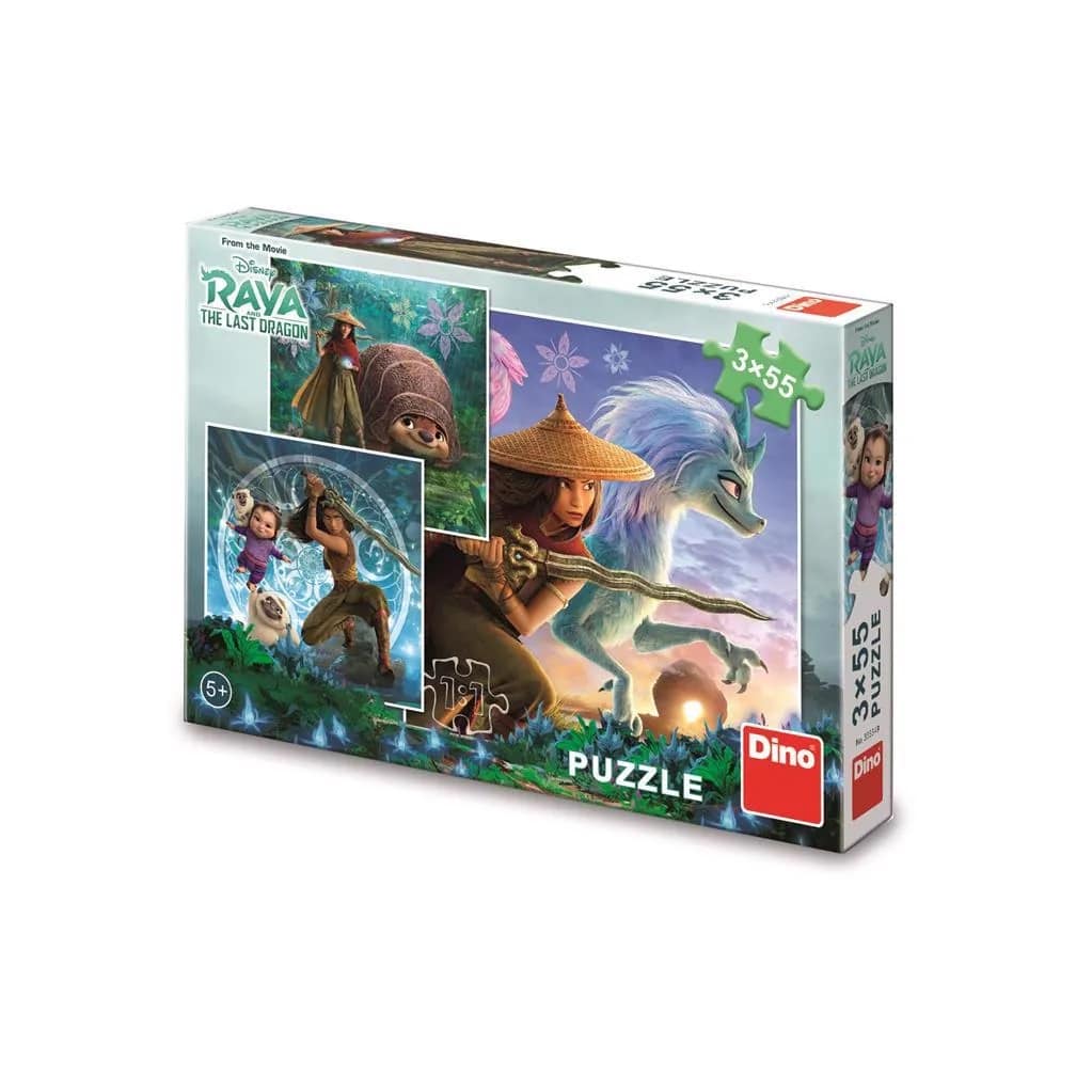 Dinotoys dino puzzel - disney raya en vrienden - 3 x 55 stukjes