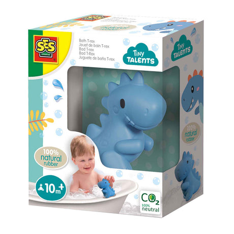 Ses creative - tiny talents - badtijd t-rex - natuurlijk rubber - veilig voor in bad - geen schimmelvorming - sabbelbaar - baby badspeelgoed - dinosaurus speelgoed