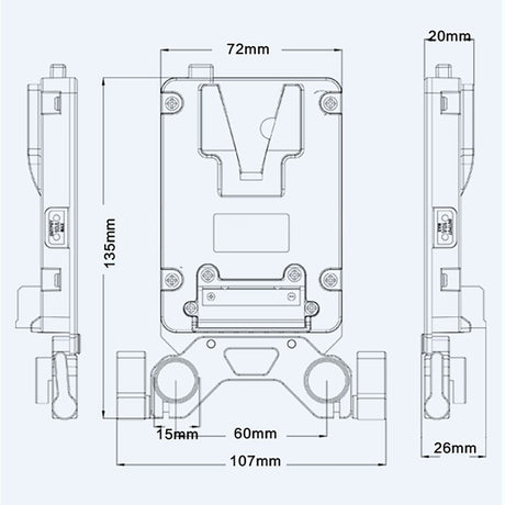 Rolux mini v-mount battery plate rl-ac13s