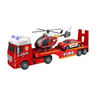 Rapid wheels autotransporter brandweer + auto en helikopter + licht en geluid