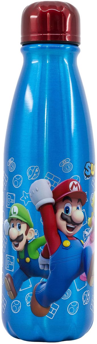 Stor drinkfles aluminium super mario, 600ml