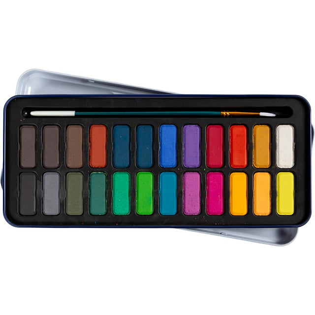 Colortime waterverfset - palet met 24 kleuren en kwast