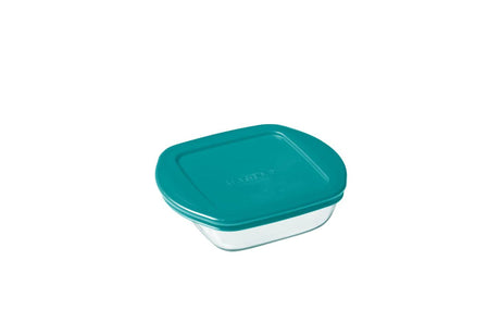 Pyrex cook store schaal vierkant - inclusief deksel - borosilicaatglas - 350 ml - transparant