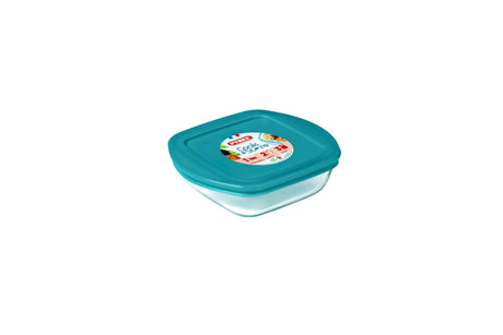 Pyrex cook store schaal vierkant - inclusief deksel - borosilicaatglas - 350 ml - transparant