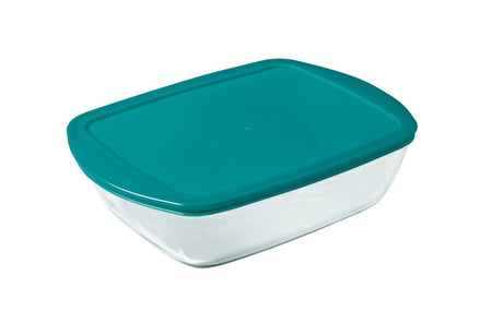 Pyrex cook store schaal rechthoek - inclusief deksel - borosilicaatglas - 400 ml - transparant