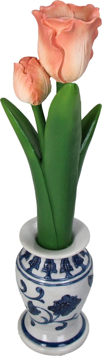 Hd collection kaarsenhouder tulp polyresin 9,5x9x35cm