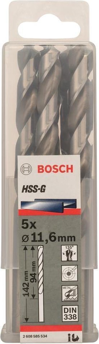 Bosch - metaalboren hss-g, standard 11,6 x 94 x 142 mm