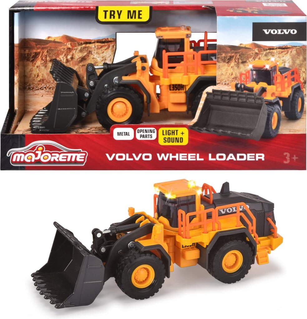 Majorette Grand Series Volvo Wheel Loader Construction Construction Metal Light and Sound 21 cm Toy vozilo