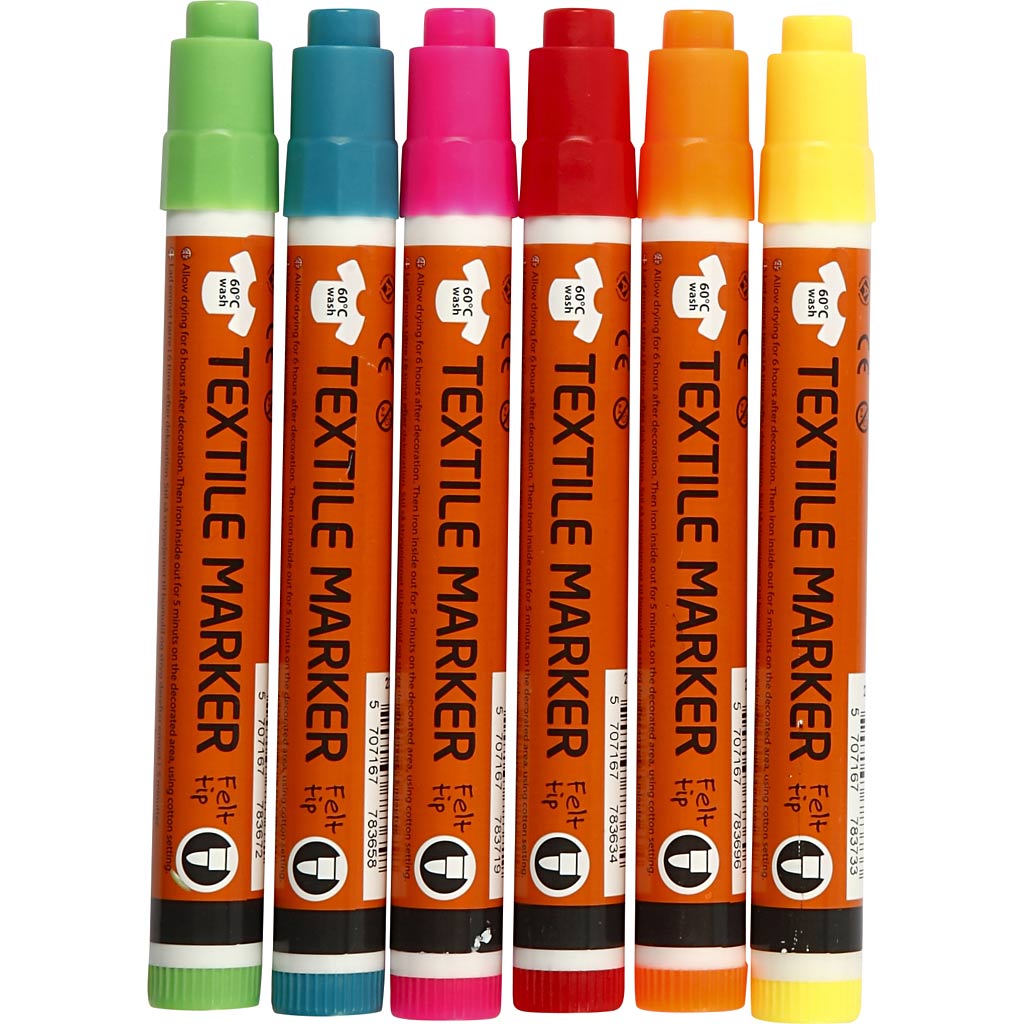 Creativ company http: www.cchobby.nl textielstiften-lijndikte-2-4-mm-neon-kleuren-6-stuk-1-doos