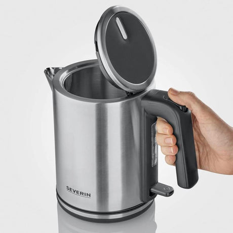 Severin waterkoker met waterniveau-indicator, draadloos 1 liter 2400wat rvs