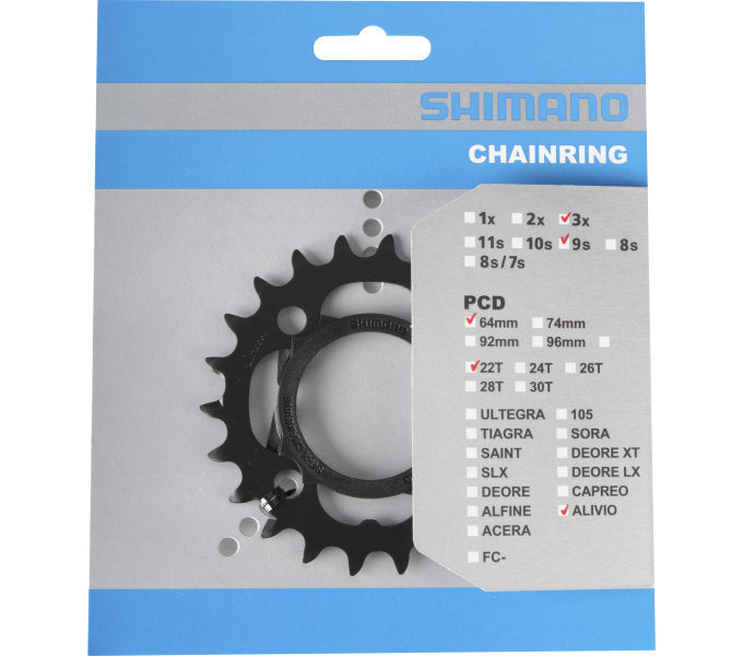 Shimano Chain Top 22t Alivio FC-M4000 FC-M4050 9 hastighet med kjedebeskytter svart