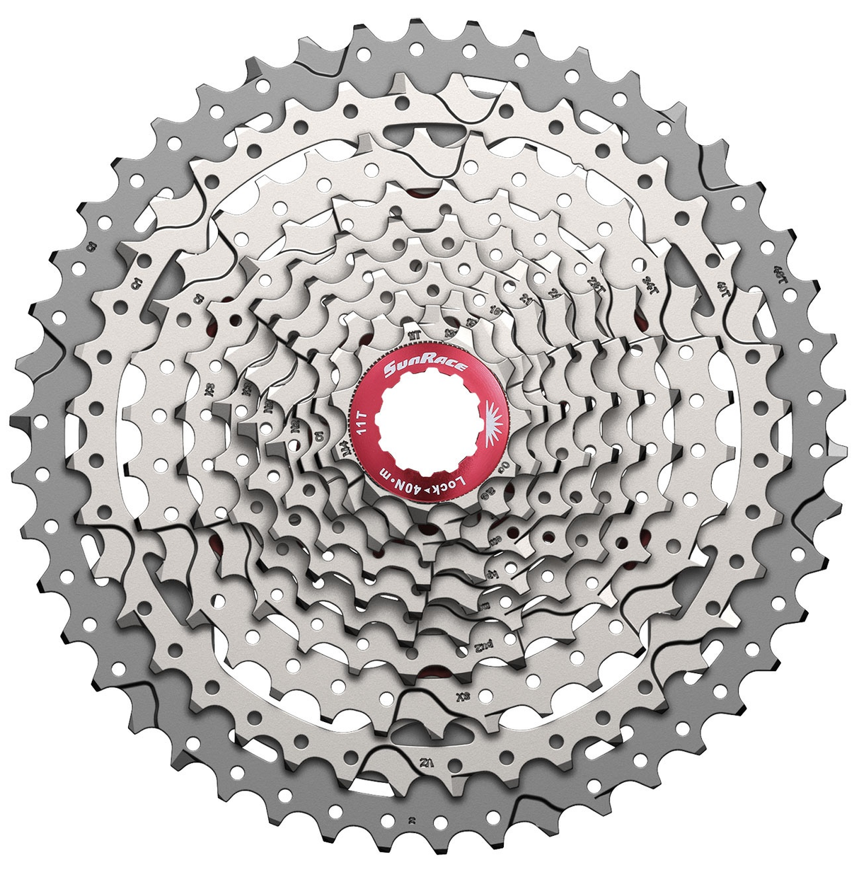 Sunrace CSMX3 10 Speed ​​Cassette 11-42T. Sølvmetallisk