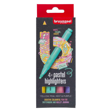 Bruynzeel markeerstiften set pastel 4 kleuren