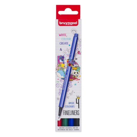 Bruynzeel fineliner - set 4 basis kleuren -
