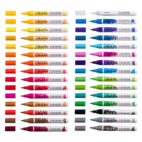 Bruynzeel ecoline brush pen set primair, 30 kleuren