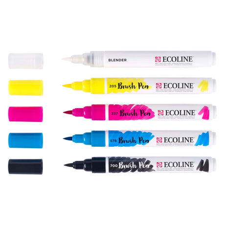 Ecoline brush pen set primair | 5 colours
