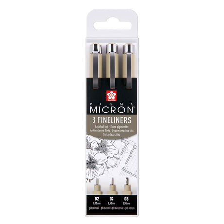 Sakura pigma micron etui 3 fineliners zwart 02-04-08