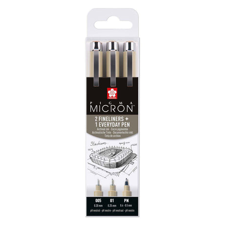 Sakura pigma micron etui 3 fineliners zwart 005-01-pn arch.
