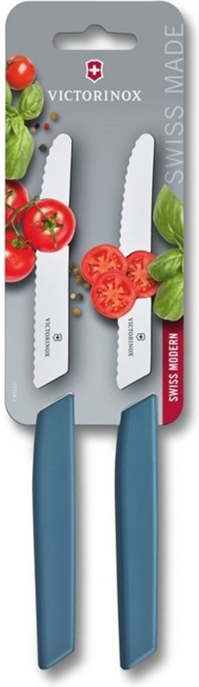 Victorinox swiss modern tomaat en worstmes - 2-delig - blauw