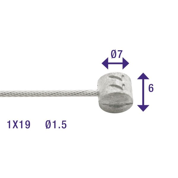 Elvedes rem binnenkabel 2250mm gegalvaniseerd ø1,5mm t-nippel (op kaart)