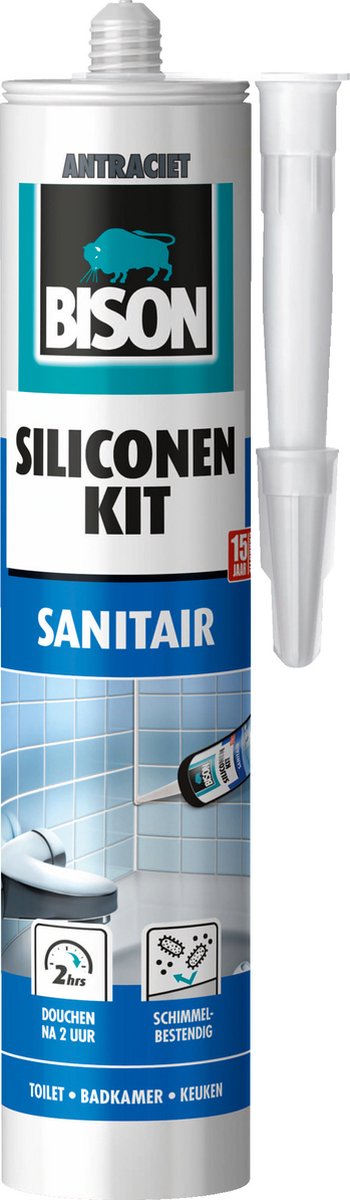 Bison siliconenkit sanitair antraciet