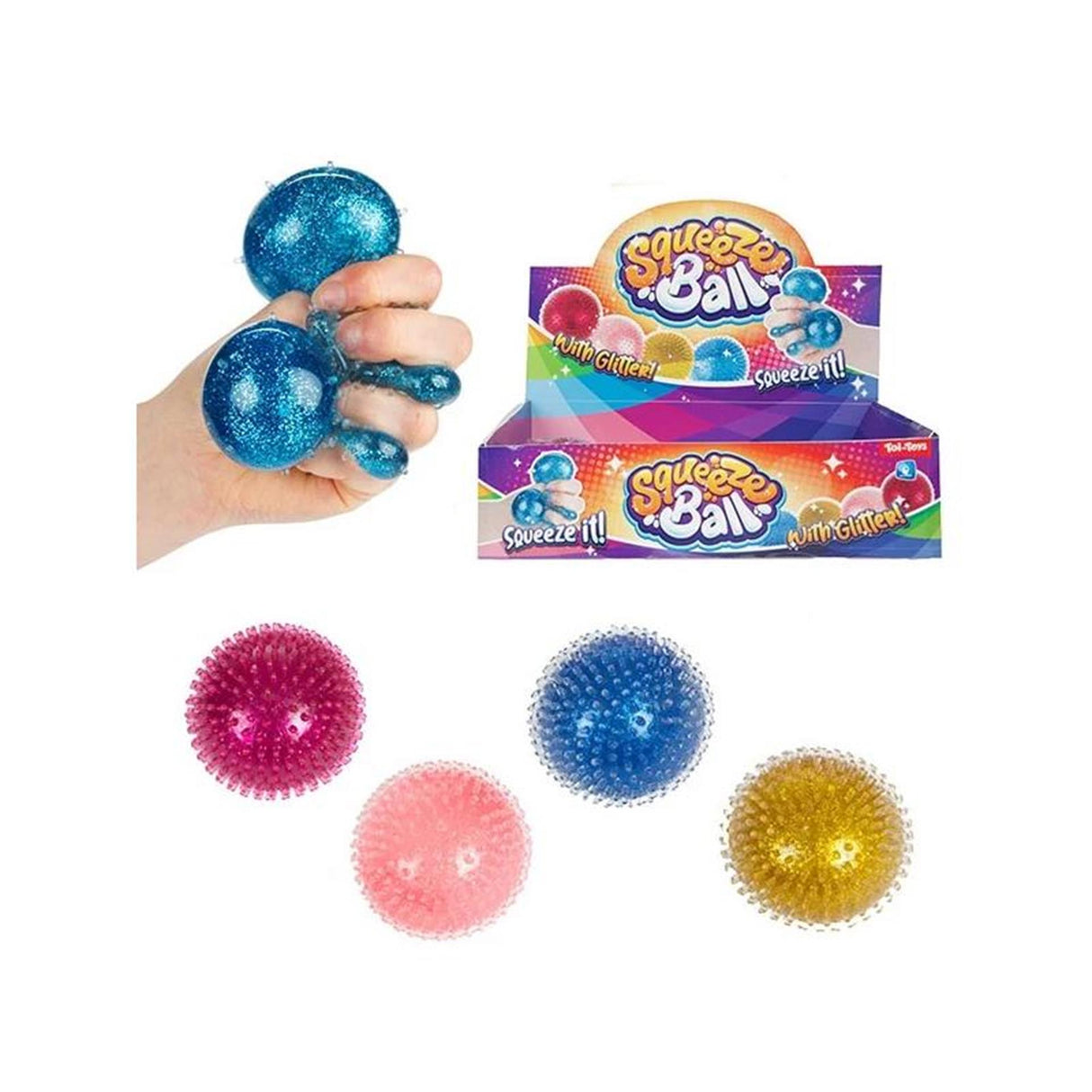 Toi-toys toi toys knijpbal met glitter ø8cm