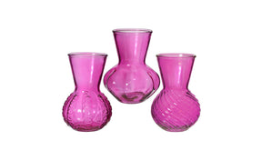Vaas kristal glas 3 assortie ø13 h.18 cm fuchsia