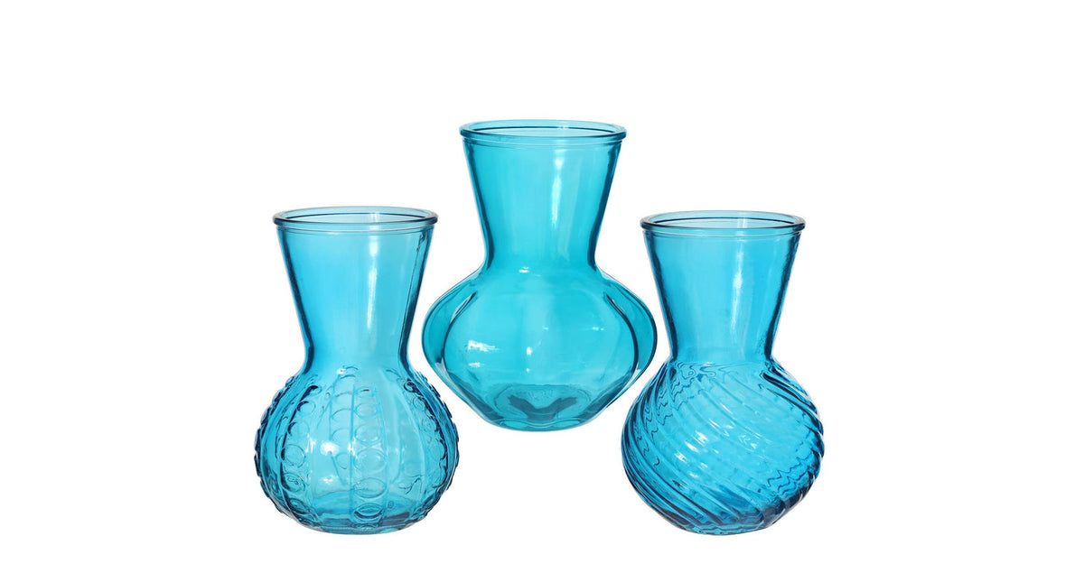 Vaas kristal glas 3 assortie ø13 h.18 cm oceaanblauw
