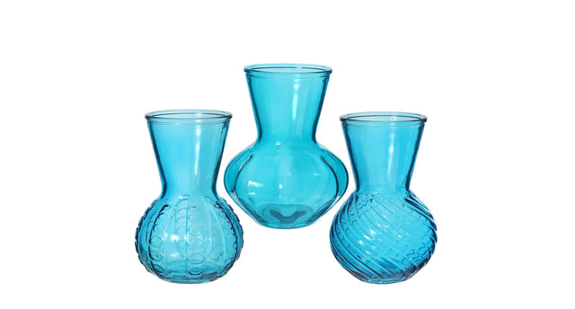 Vaas kristal glas 3 assortie ø13 h.18 cm oceaanblauw