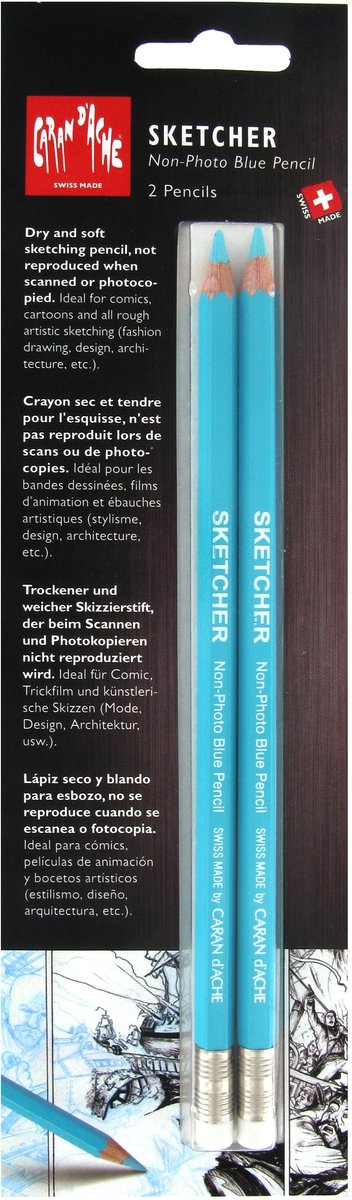 Caran d'ache sketcher non-photo blue pencil 2 stuks