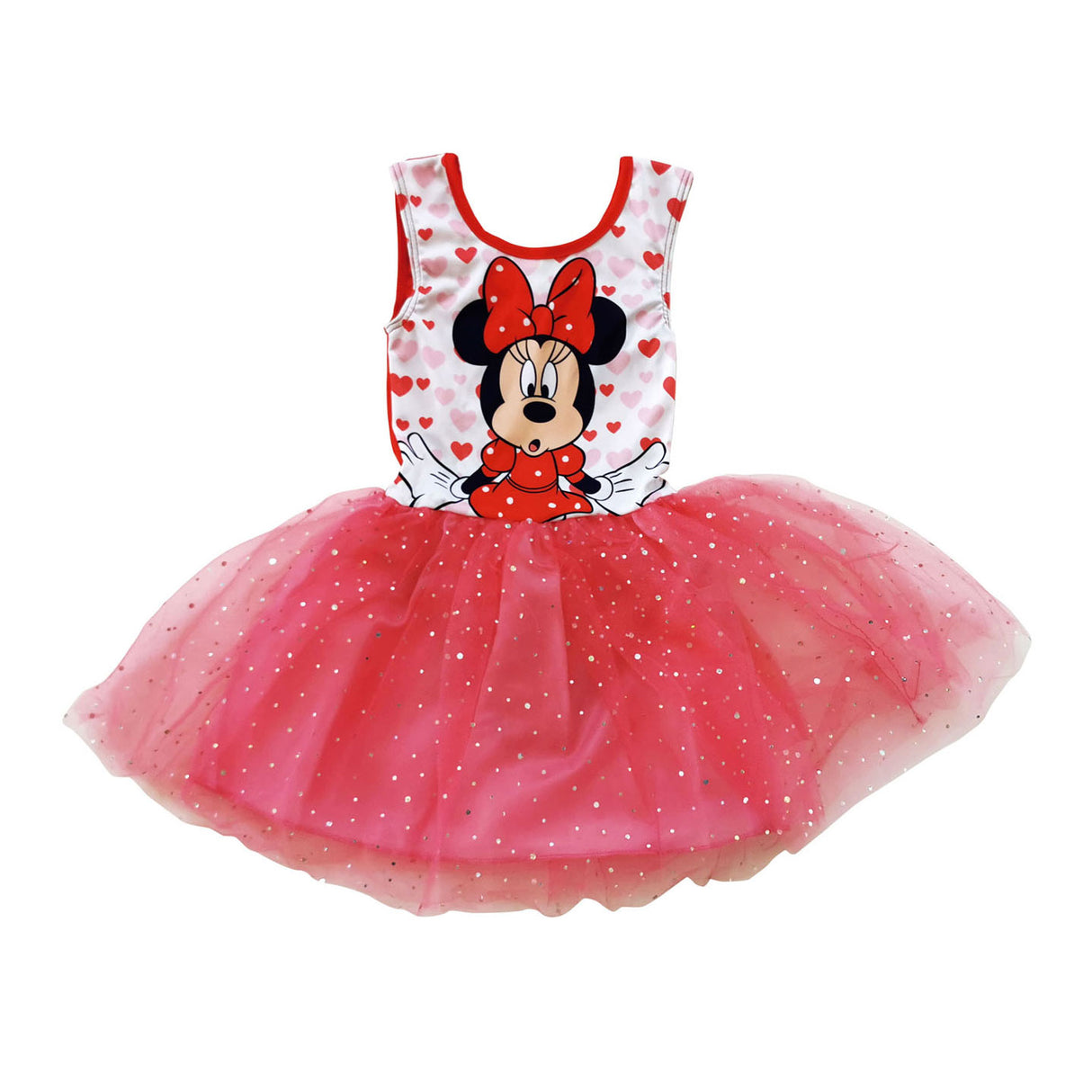 Disney Ballet Kleid Minnie Mouse, rot mit Herzen