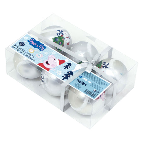Peppa pig kerstballen 8cm zilver - 6st.