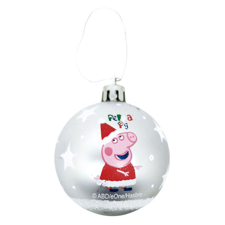 Peppa pig kerstballen 8cm zilver - 6st.