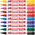 Edding 400 permanent marker - 10 kleuren - 10 stiften - ronde punt 1 mm - watervast, sneldrogend - wrijfvast - voor karton, kunststof, hout, metaal, glas