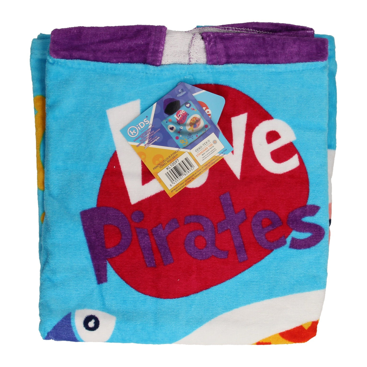 Kids licensing handdoek poncho piraatjes, 60x120cm