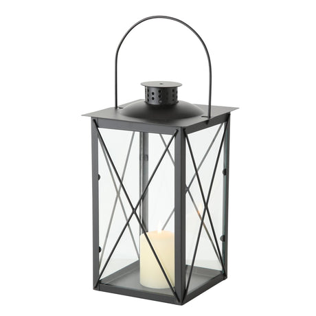 Boltze home lantaarn zwart metaal 17x30cm