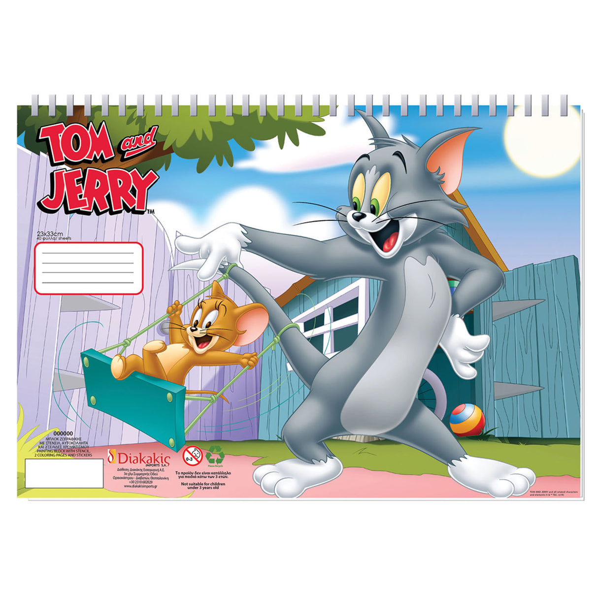 Páginas para colorear de Tom Jerry con plantilla y pegatina vel