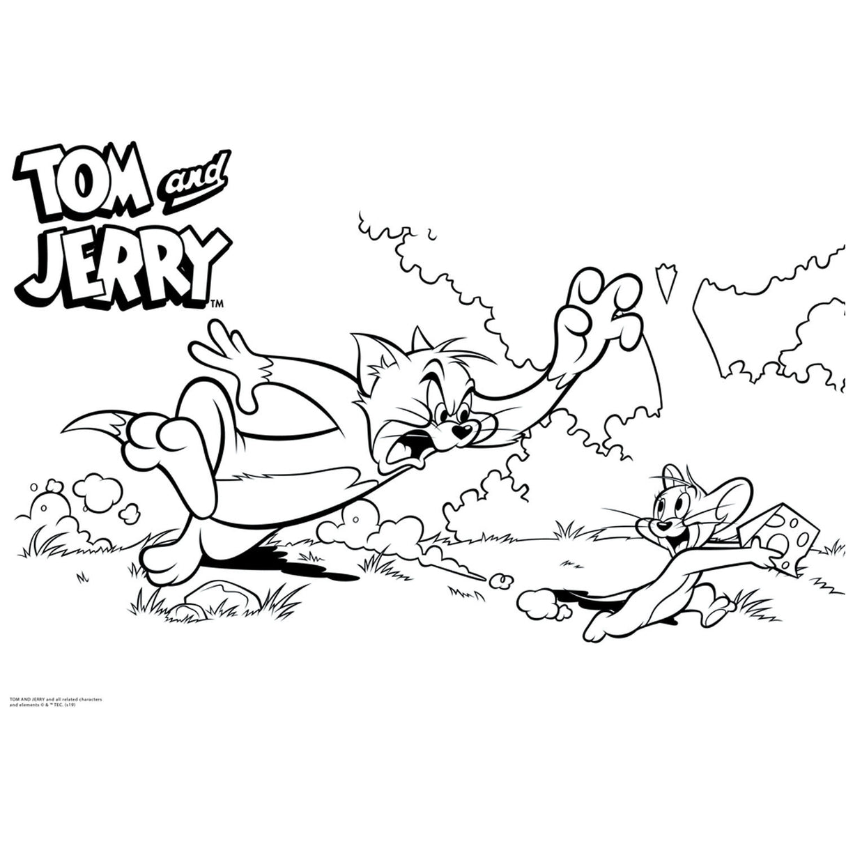 Páginas para colorear de Tom Jerry con plantilla y pegatina vel