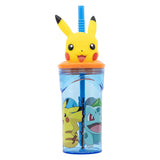 Pokémon 3d drinkfles met rietje , 360ml