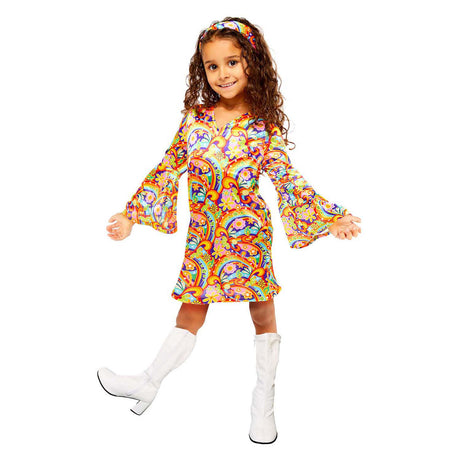 Kinderkostuum regenboog hippie - 6-8 jaar