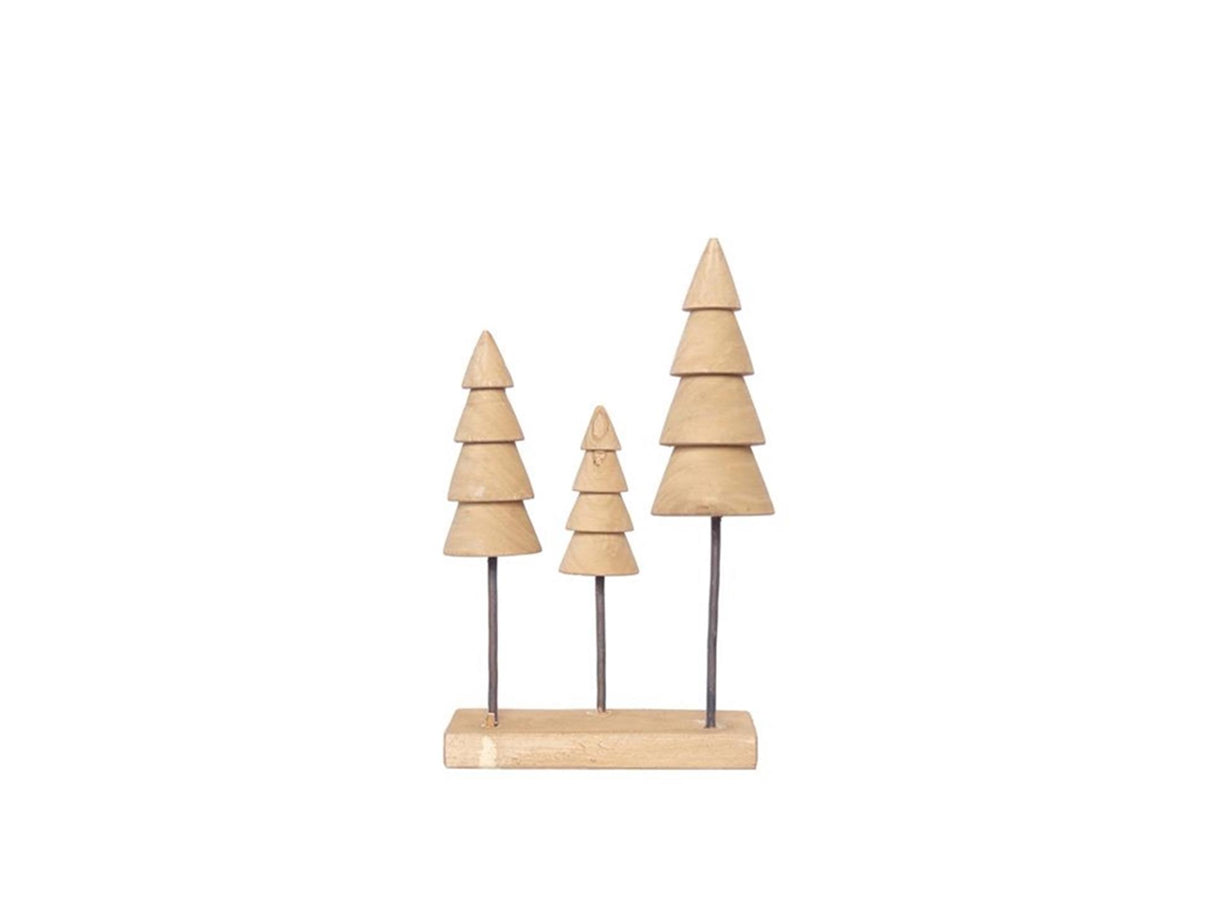 House of nature kerstboom beeld van hout naturel 8x8x33cm