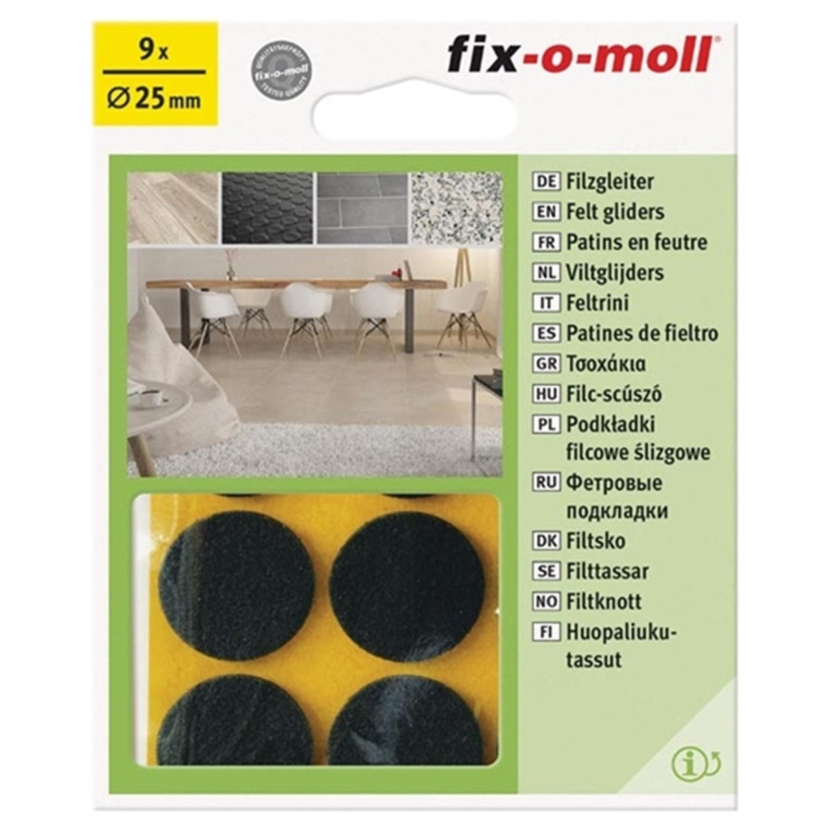 Fix-o-moll viltglijder ø25mm bruin