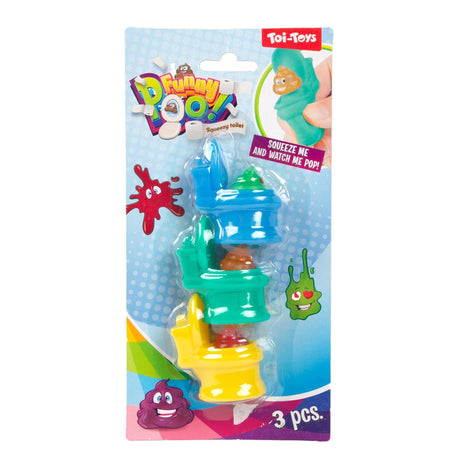 Toi-toys funny poo knijptoiletten glitter drol set van 3 stuks 2 assorti