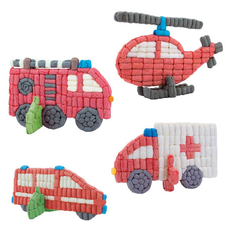Playmais kaarten versieren brandweerwagen