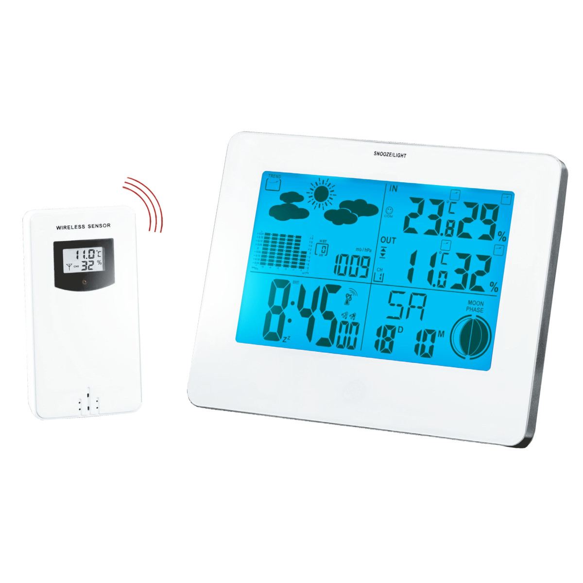 Externe elektronische thermometer w . het weerstation is in de war