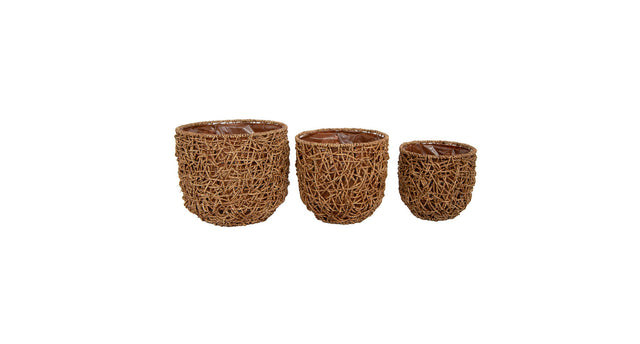 S 3 pot georgina d31 h27cm brown